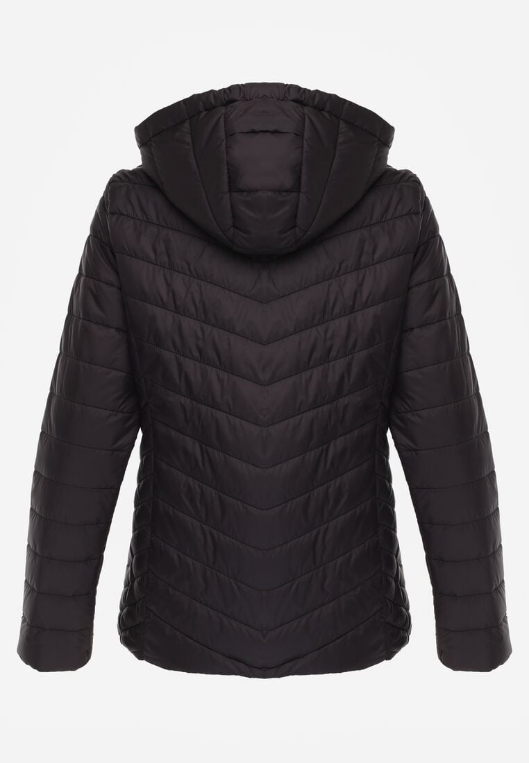 Czarna Przejściowa Kurtka Pikowana z Odpinanym Kapturem Edrelith 7