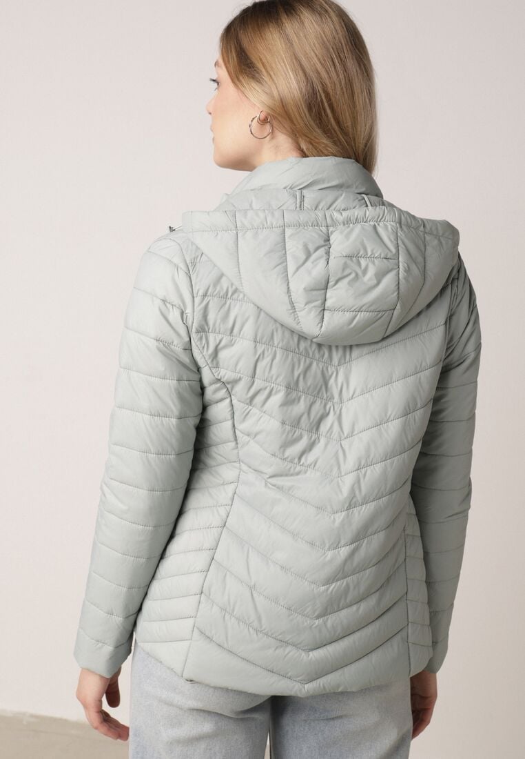 Jasnozielona Przejściowa Kurtka Pikowana z Odpinanym Kapturem Edrelith 3