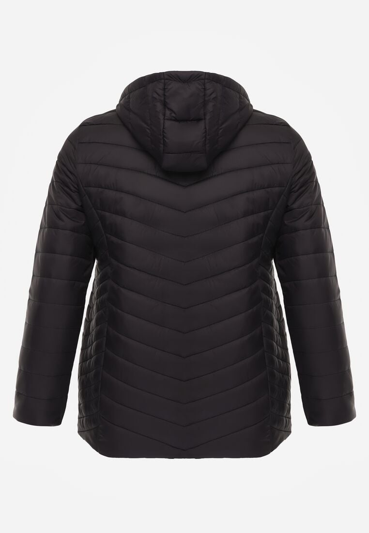 Czarna Lekka Kurtka Przejściowa z Pikowaniem i Odpinanym Kapturem Alissara 2