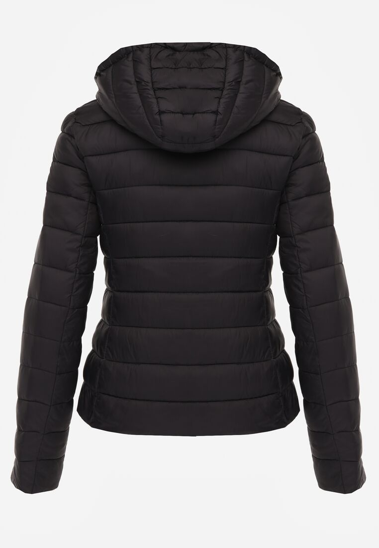 Czarna Taliowana Przejściowa Kurtka Pikowana z Odpinanym Kapturem Zinnorae 7