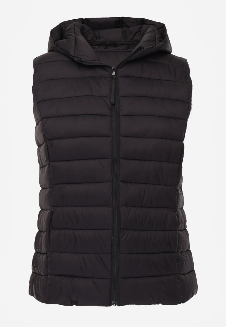 Czarna Pikowana Kamizelka Przejściowa z Kapturem Neanissa 6