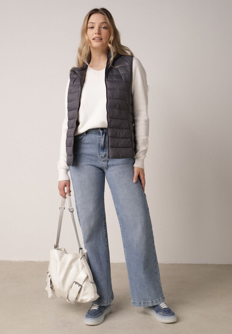 Szara Pikowana Kamizelka Przejściowa z Kapturem Neanissa 2