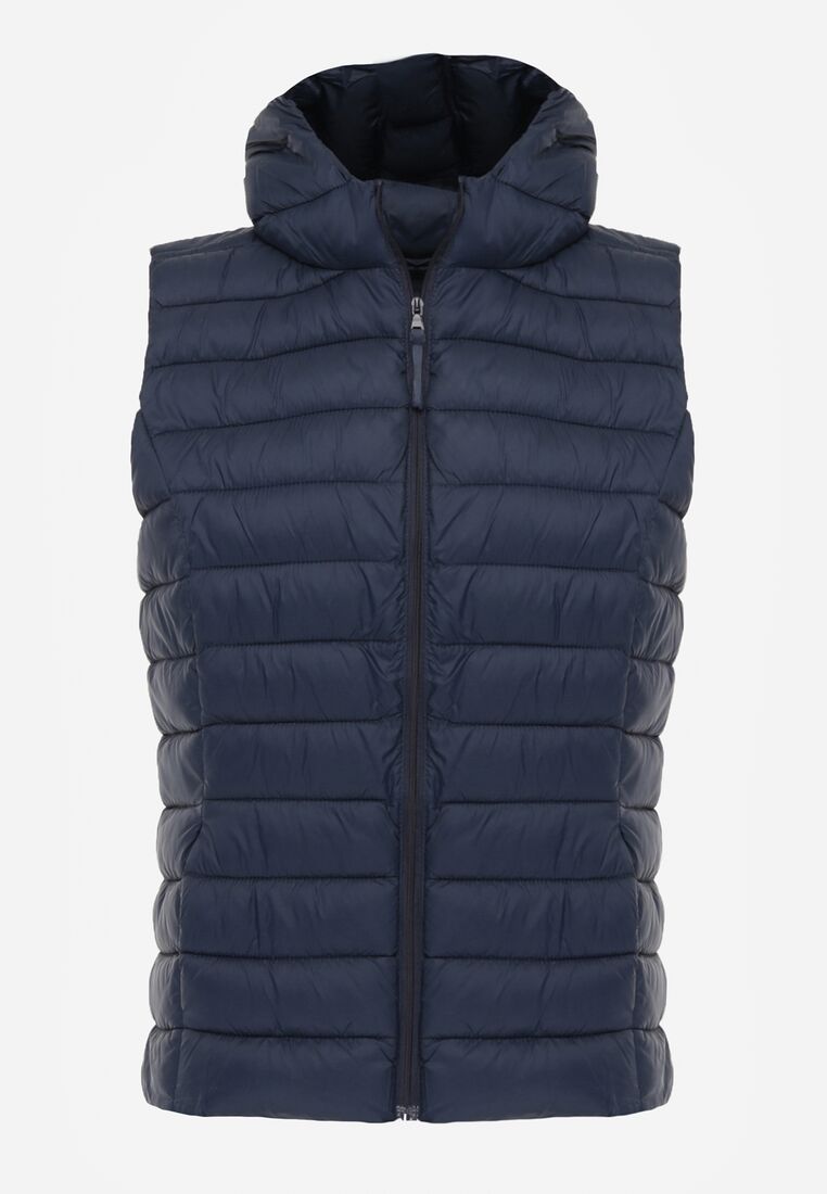 Granatowa Pikowana Kamizelka Przejściowa z Kapturem Neanissa 6