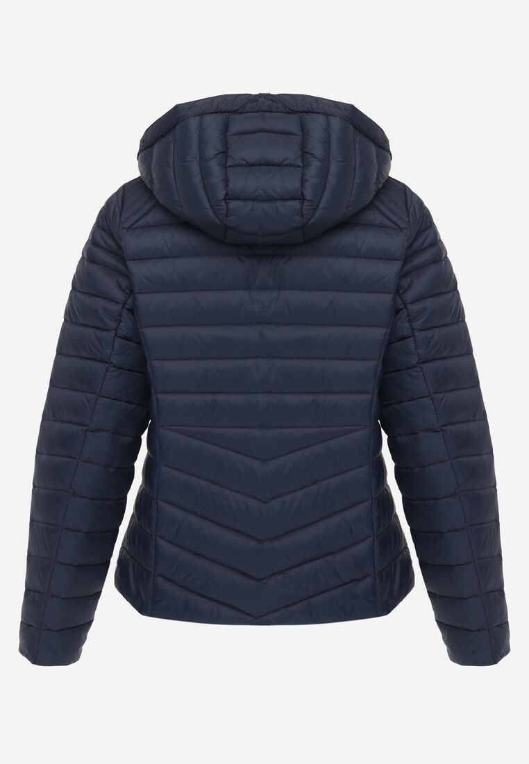 Granatowa Klasyczna Kurtka Przejściowa z Pikowaniem i Odpinanym Kapturem Pretiella 7