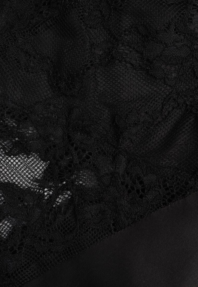 Czarna Koktajlowa Sukienka o Dopasowanym Kroju z Koronką Bermine 8