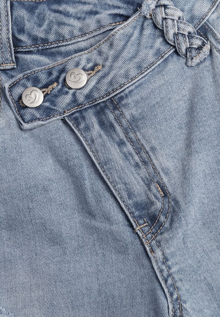 Niebieskie Bawełniane Jeansy o Asymetrycznym Kroju Typu Balloon z Dziurami Nediara 8