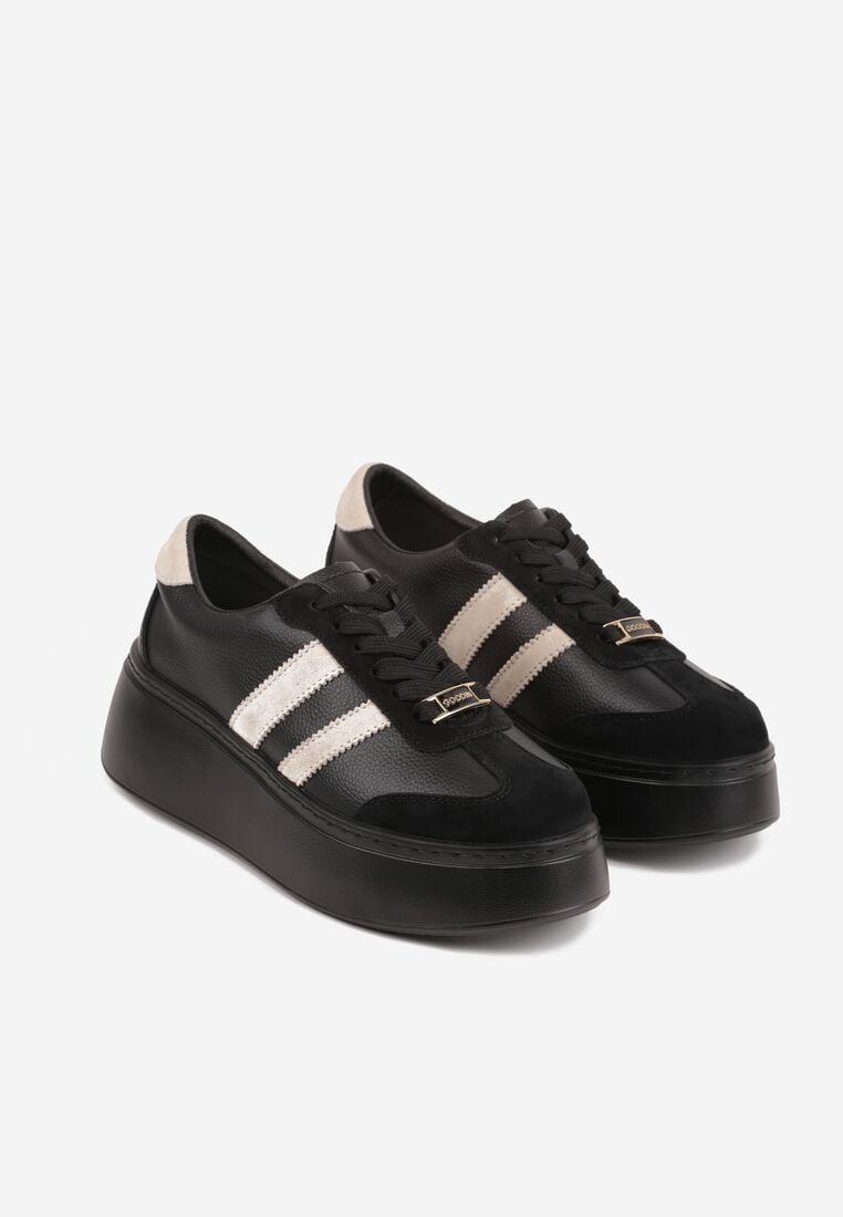 Sneakers Negri cu bej 5