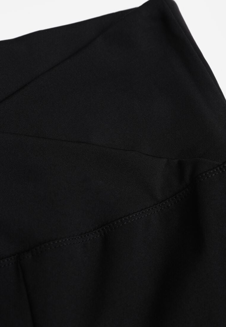 Czarne Legginsy Dzwony z Kopertowym Wysokim Stanem Azinuna 8