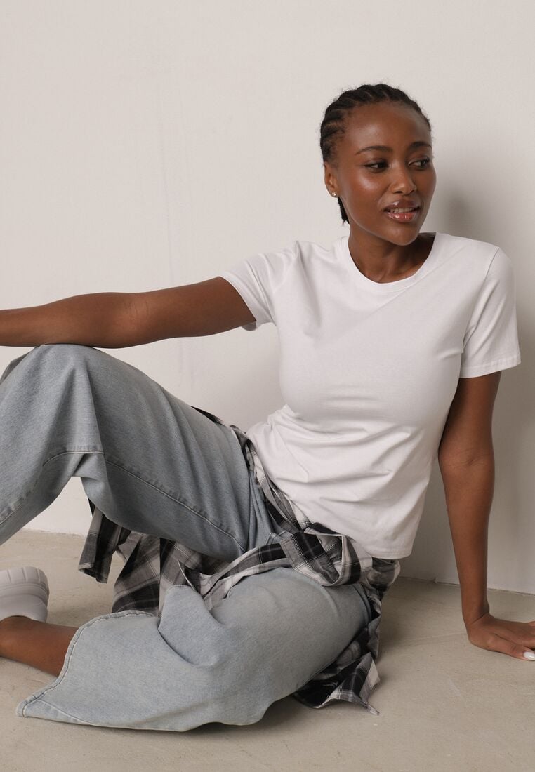 Biały Bawełniany T-shirt w Klasycznym Stylu Nedila 1