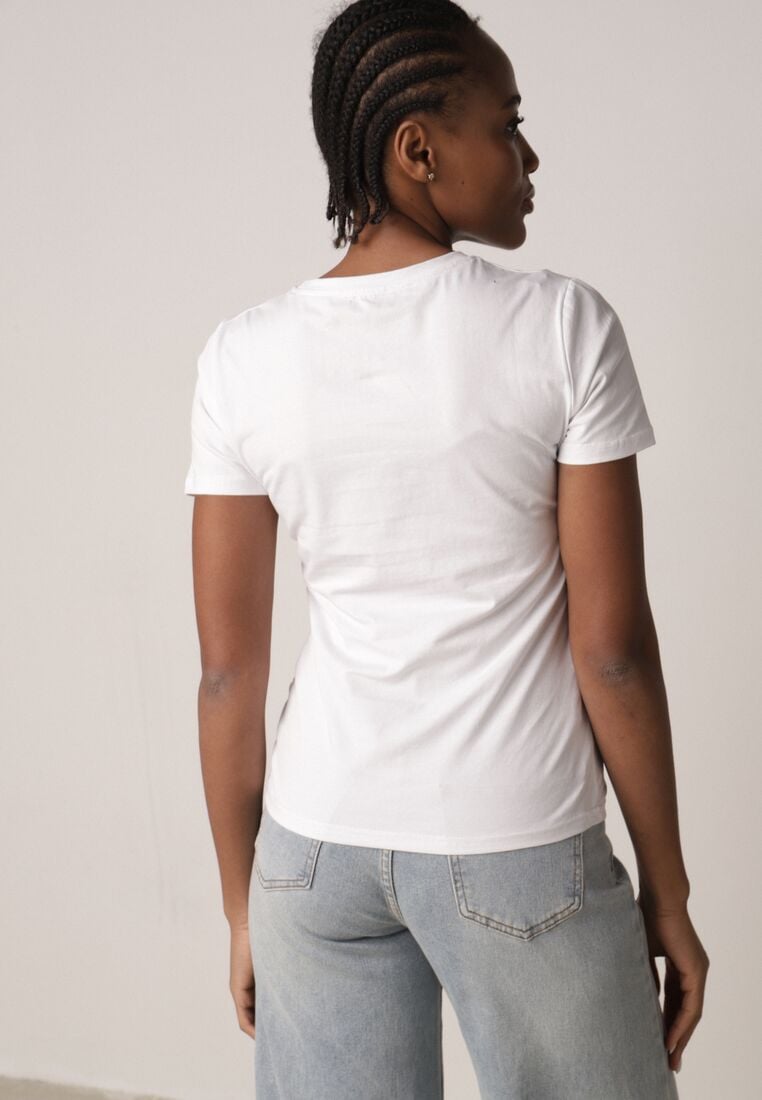 Biały Bawełniany T-shirt w Klasycznym Stylu Nedila 3