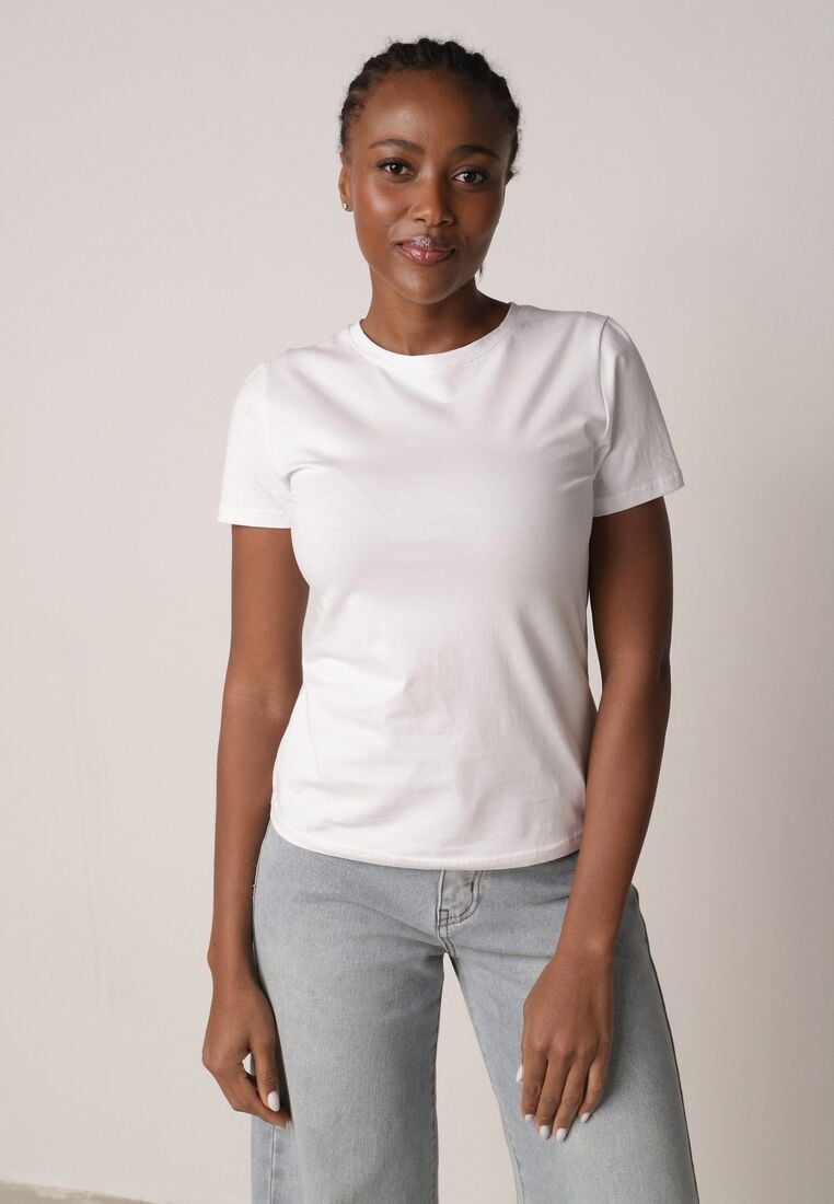 Biały Bawełniany T-shirt w Klasycznym Stylu Nedila 4