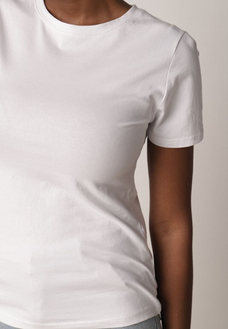 Biały Bawełniany T-shirt w Klasycznym Stylu Nedila 5