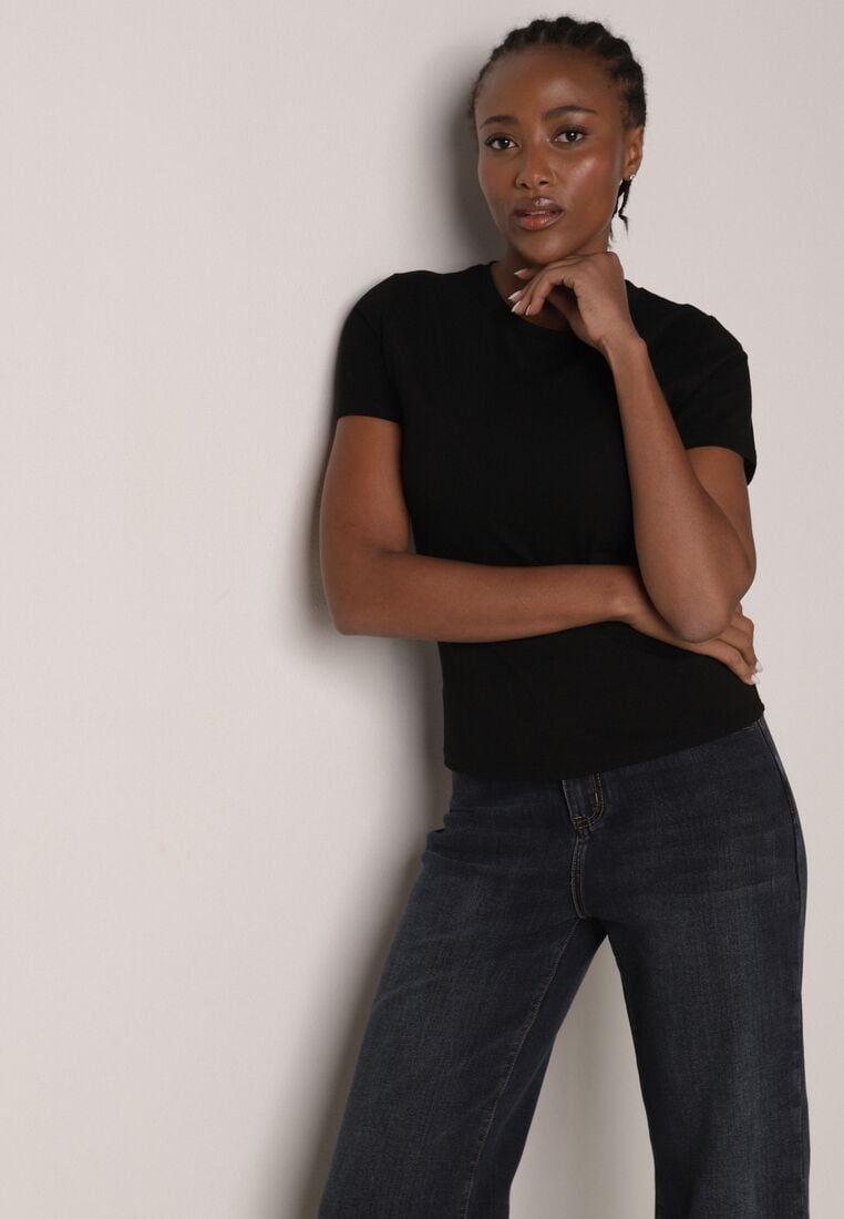 Czarny Bawełniany T-shirt w Klasycznym Stylu Nedila 4