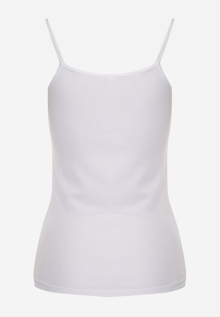 Biały Bieliźniany Top z Bawełny Ozdobiony Koronkową Lamówką Bervina 7