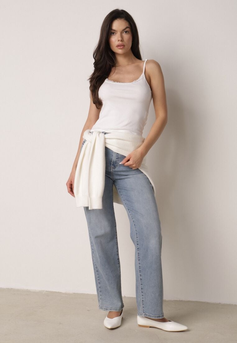 Biały Bawełniany Top Bieliźniany z Koronką na Regulowanych Ramiączkach Beralisa 2