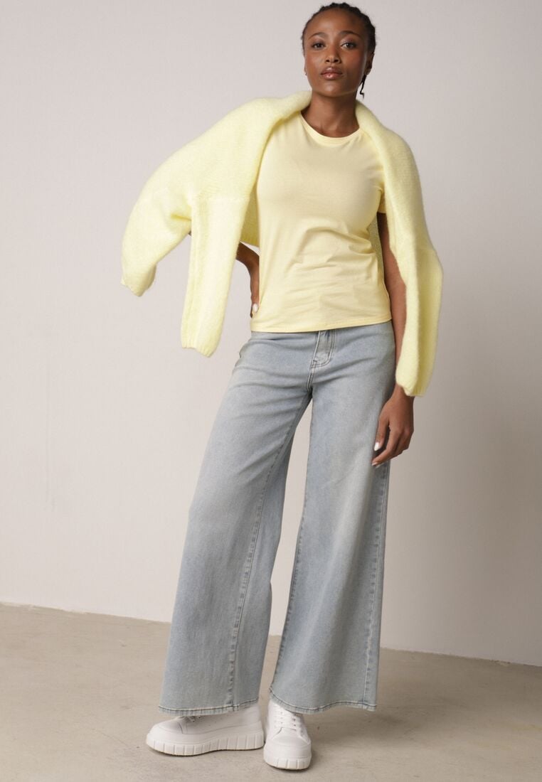 Żółty Bawełniany T-shirt w Klasycznym Stylu Nedila 2