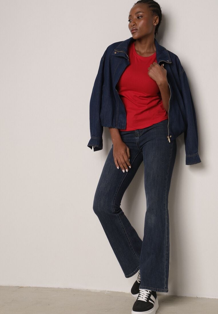 Czerwony Bawełniany T-shirt w Klasycznym Stylu Nedila 2