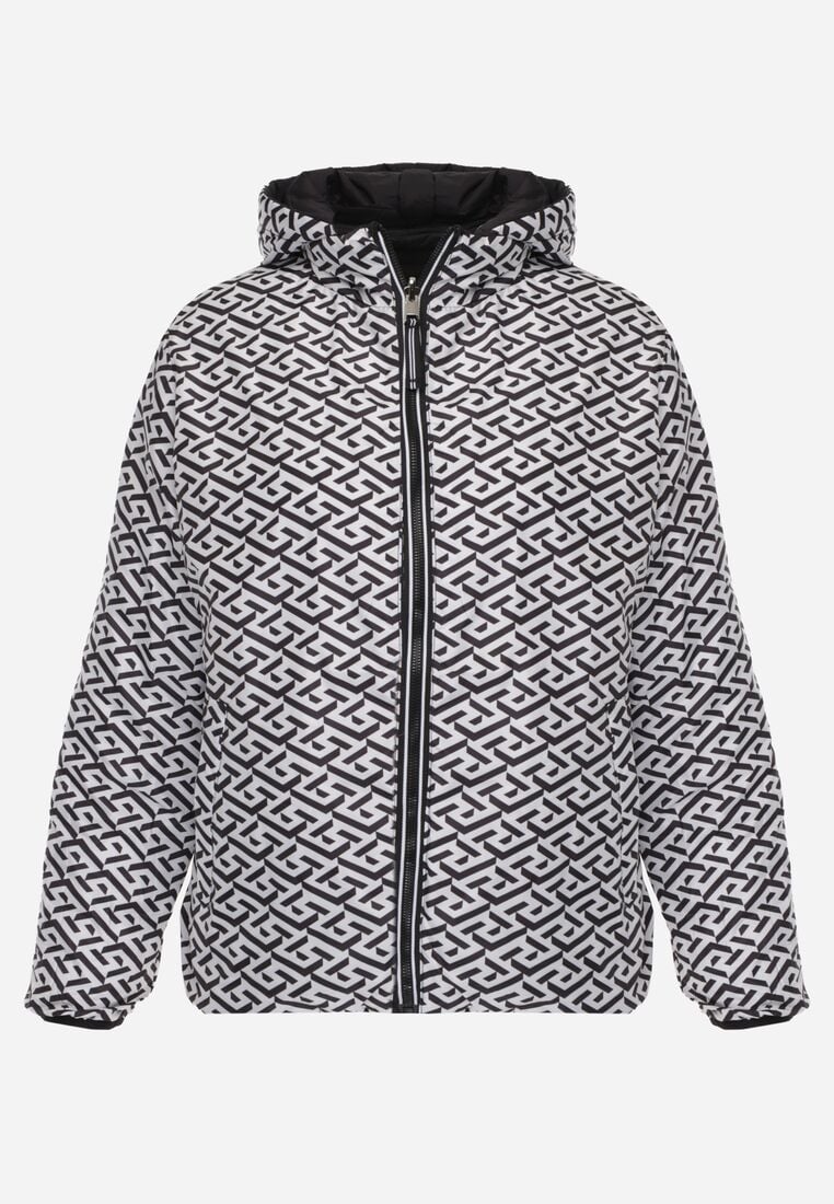 Czarna Dwustronna Kurtka Pikowana z Kapturem Zidila 2