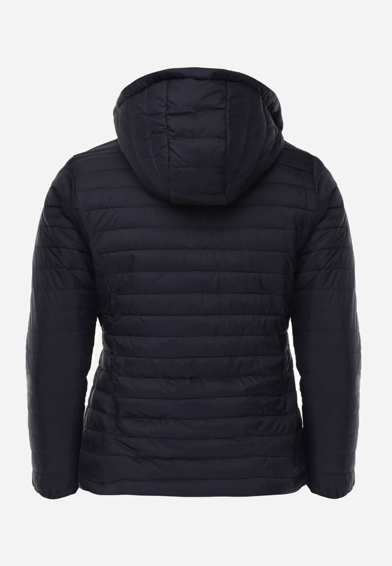 Granatowa Dwustronna Kurtka Pikowana z Kapturem Zidila 3