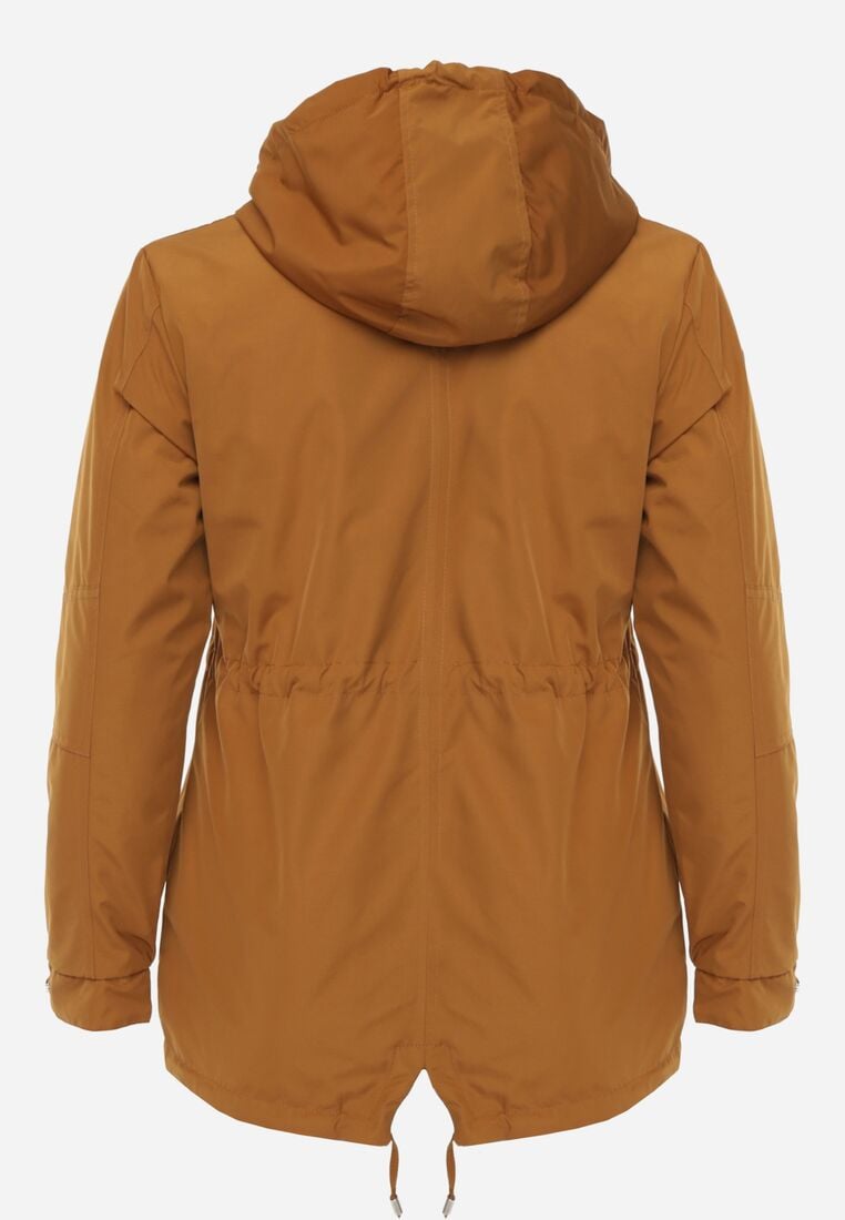 Brązowo-Czarna Przejściowa Kurtka Dwustronna Parka z Pikowaniem i Kapturem Tidare 3