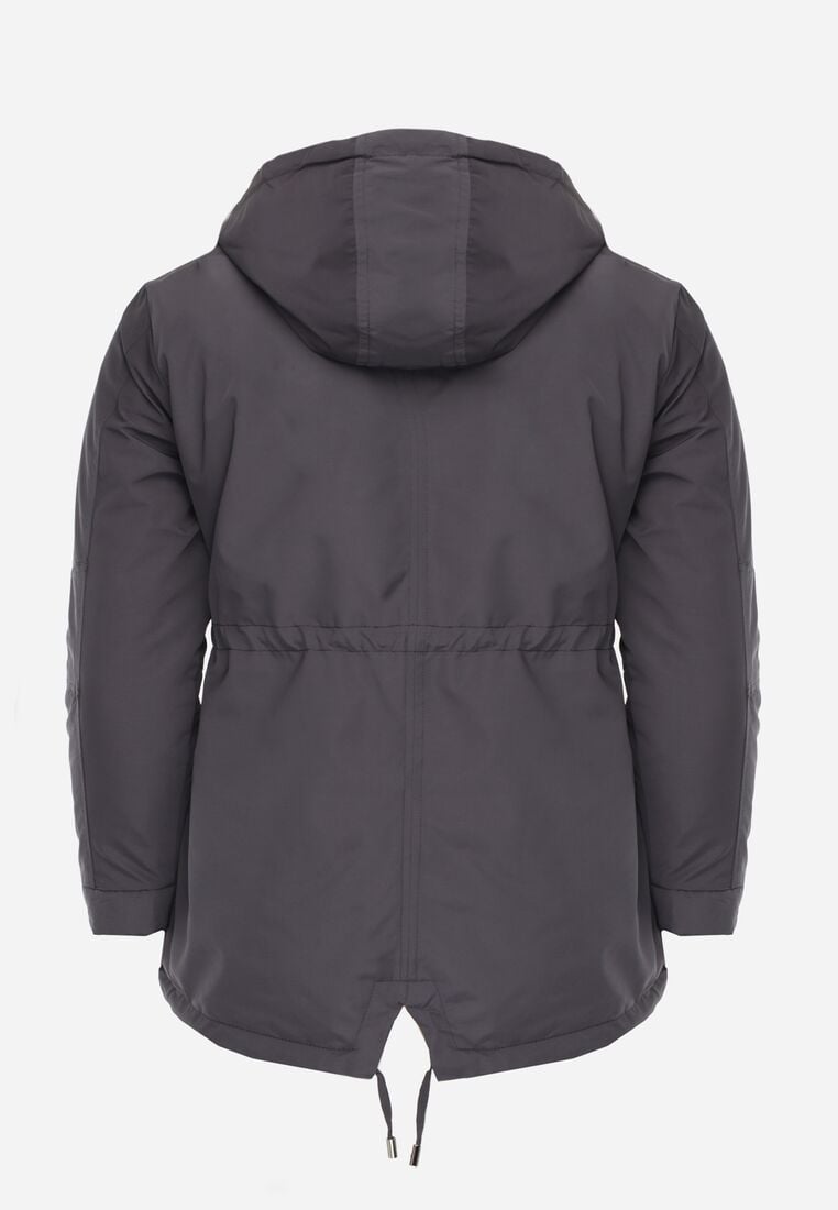 Szaro-Żółta Przejściowa Kurtka Dwustronna Parka z Pikowaniem i Kapturem Tidare 3