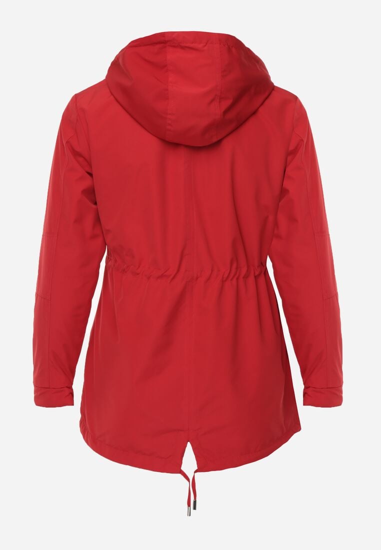 Czerwono-Czarna Przejściowa Kurtka Dwustronna Parka z Pikowaniem i Kapturem Tidare 3