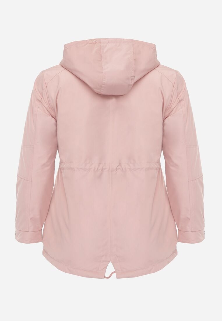 Różowo-Beżowa Przejściowa Kurtka Dwustronna o Kroju Parki z Pikowaniem Wewnątrz Zidelle 3