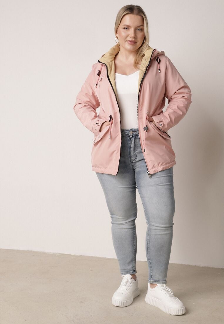 Geacă Roz cu bej 2