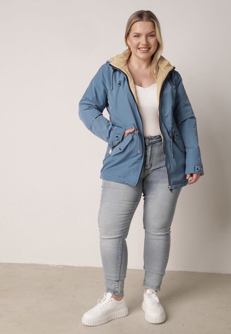 Geacă Albastră cu bej 2