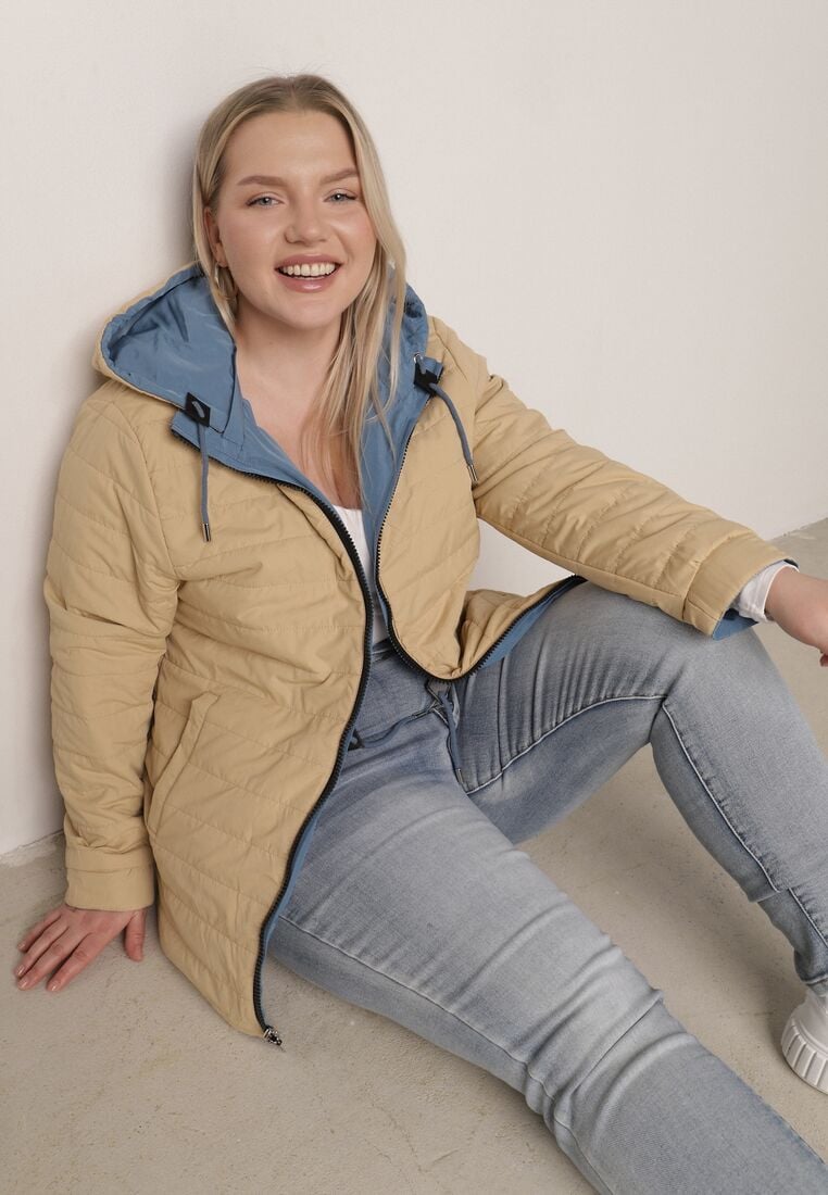 Geacă Albastră cu bej 4