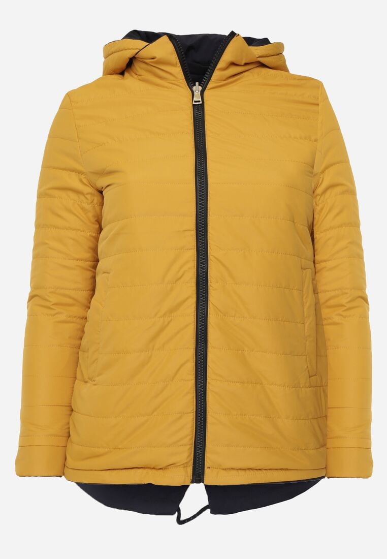 Granatowo-Żółta Przejściowa Kurtka Dwustronna o Kroju Parki z Pikowaniem Wewnątrz Zidelle 2