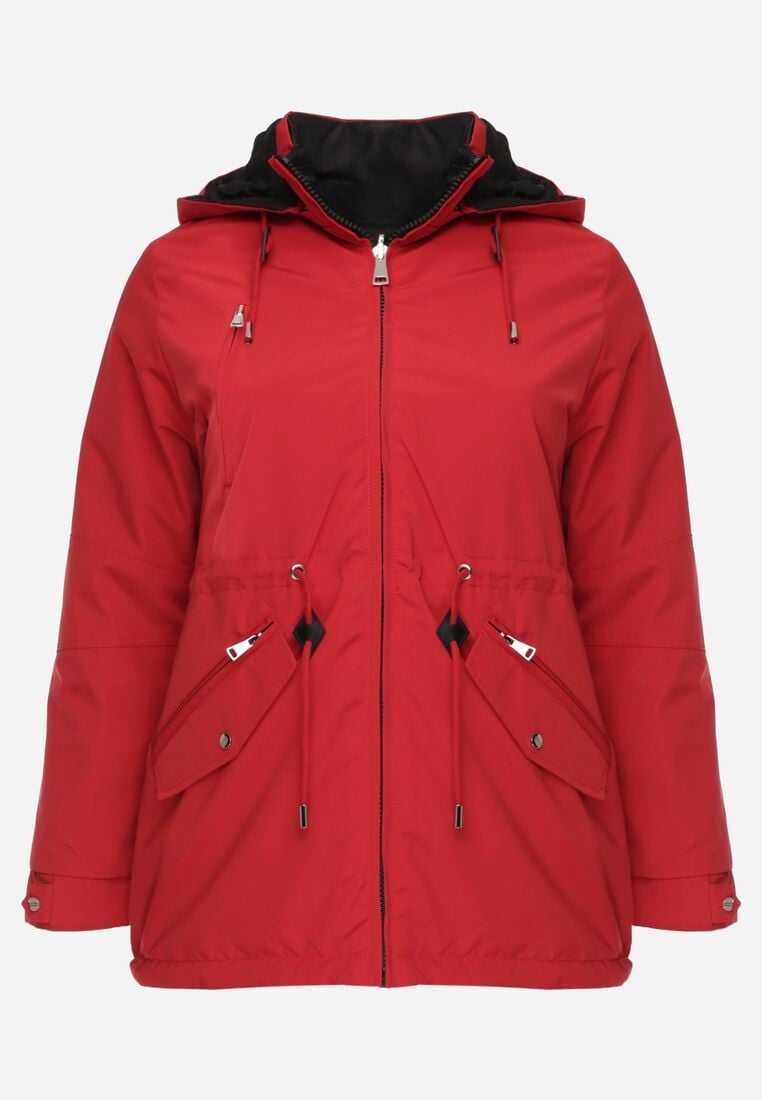 Czerwono-Czarna Przejściowa Kurtka Dwustronna o Kroju Parki z Pikowaniem Wewnątrz Zidelle 1