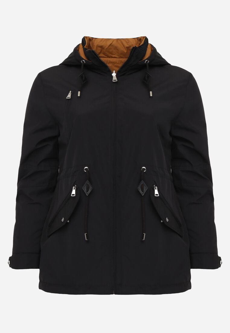 Czarna Przejściowa Kurtka Dwustronna o Kroju Parki z Pikowaniem Wewnątrz Zidelle 1