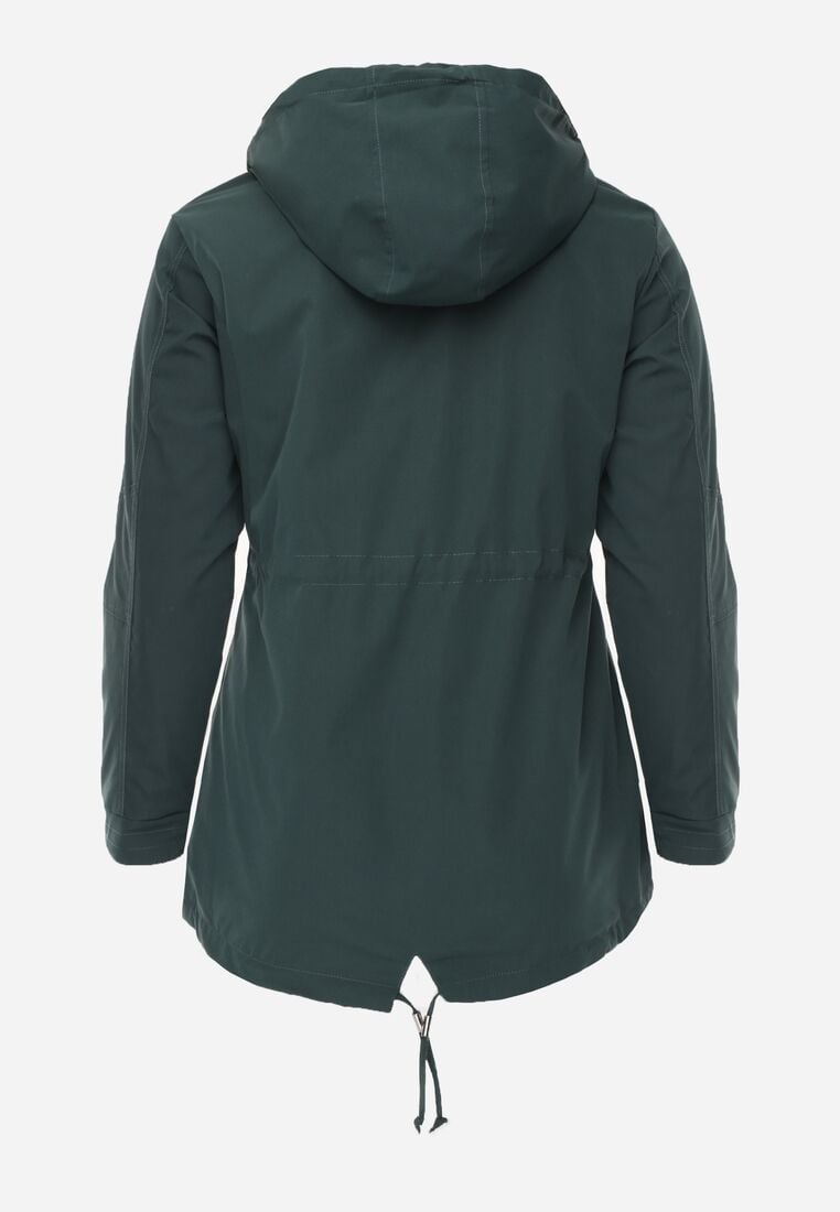 Ciemnozielona Dwustronna Kurtka Przejściowa w Stylu Parki z Kapturem Tidala 3