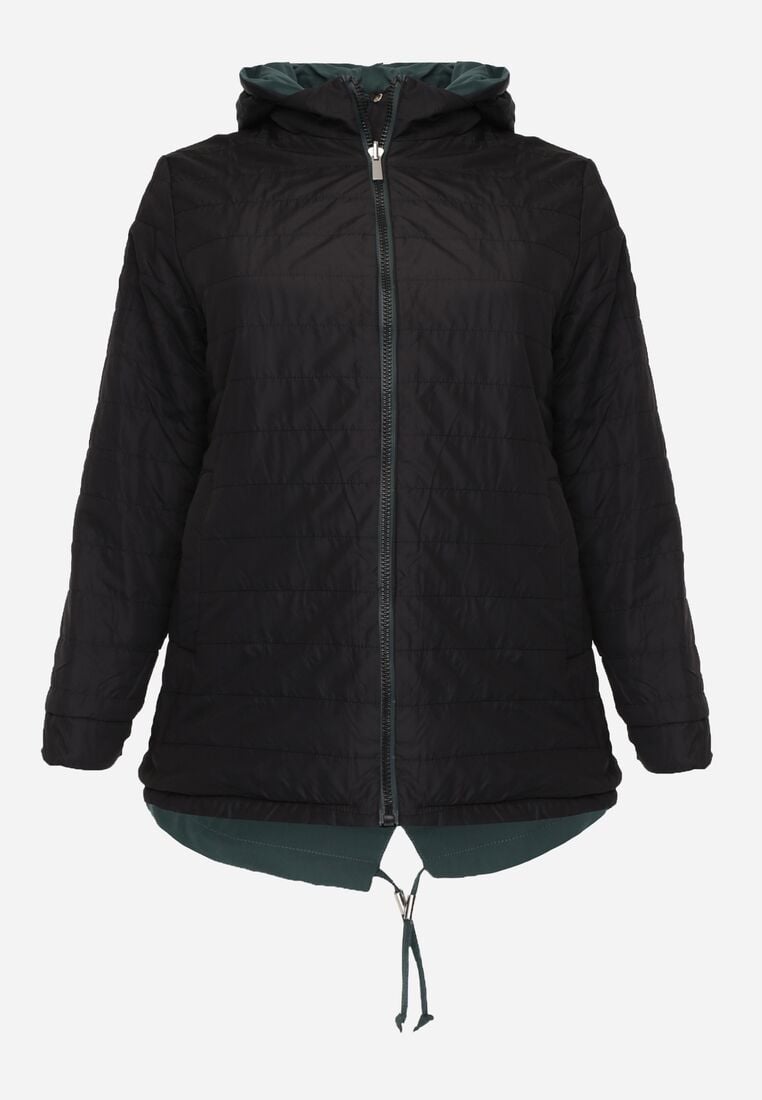 Ciemnozielona Dwustronna Kurtka Przejściowa w Stylu Parki z Kapturem Tidala 2