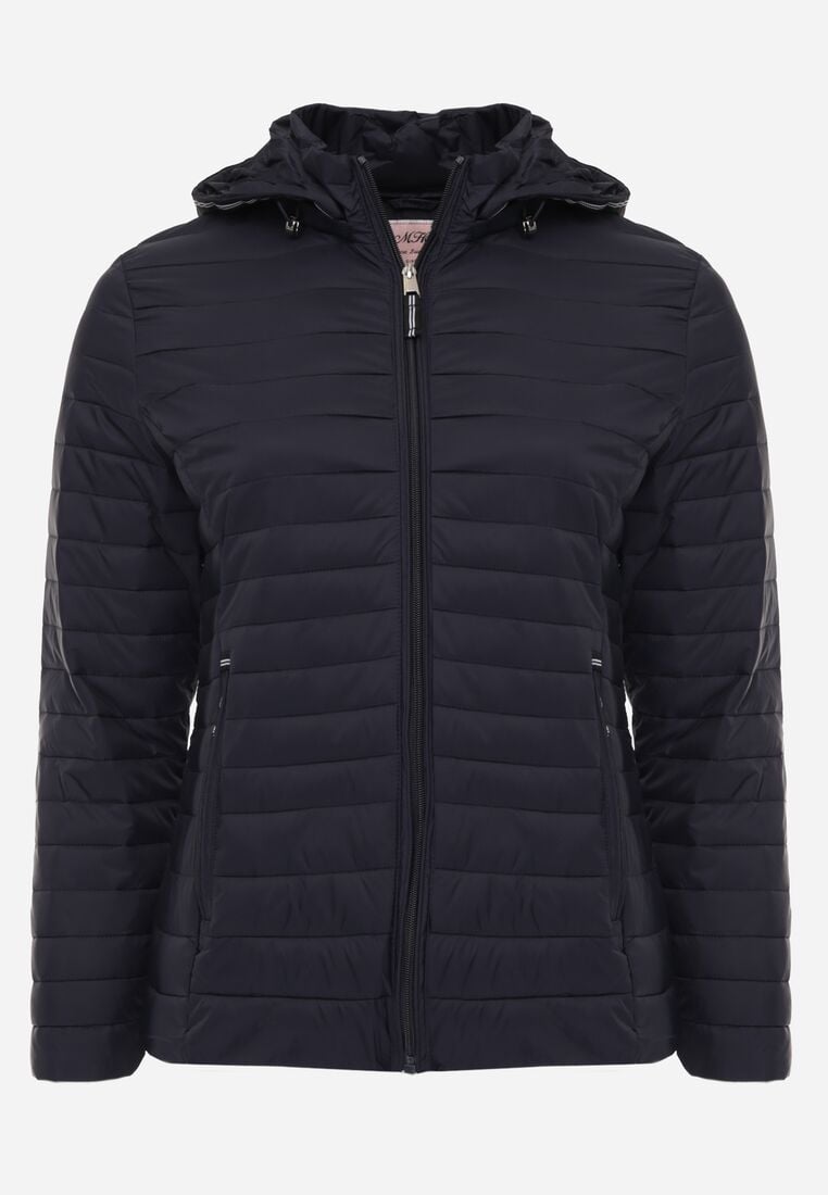 Granatowa Pikowana Kurtka Przejściowa z Odpinanym Kapturem Tidesse 1