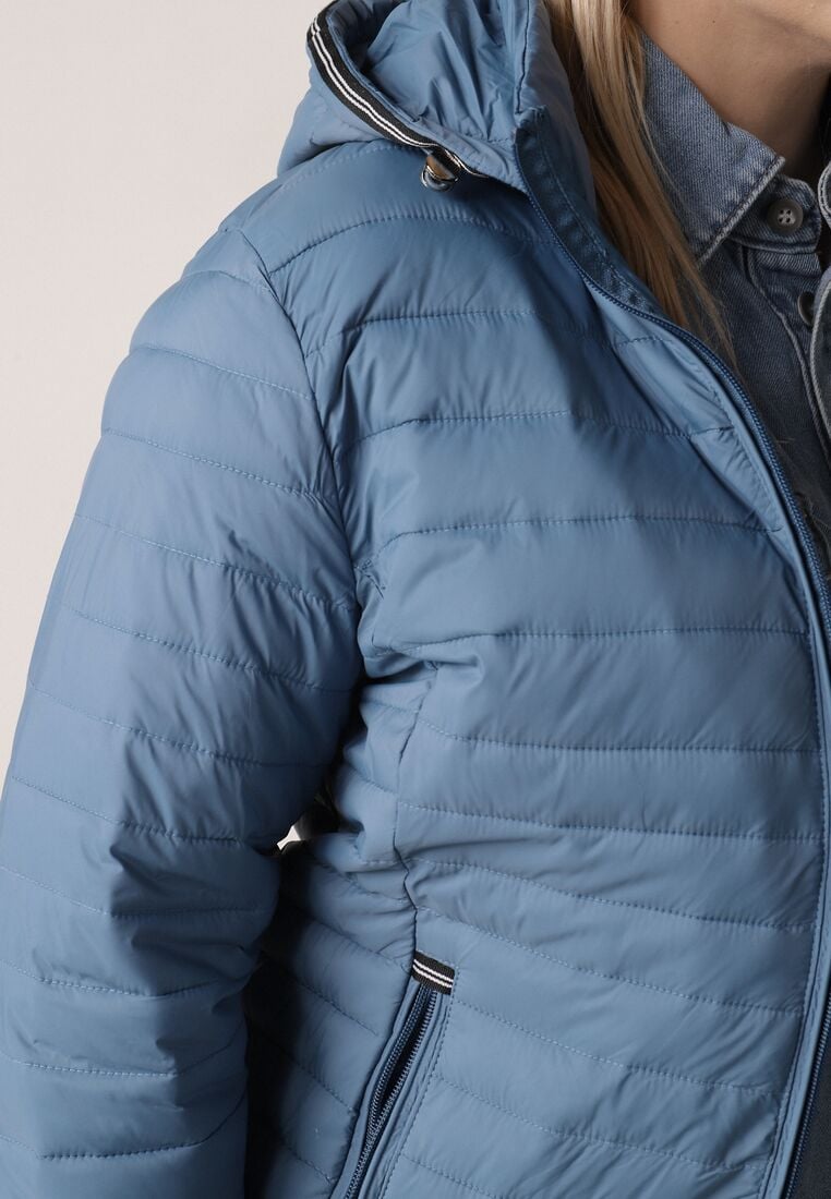 Niebieska Pikowana Kurtka Przejściowa z Odpinanym Kapturem Tidesse 5