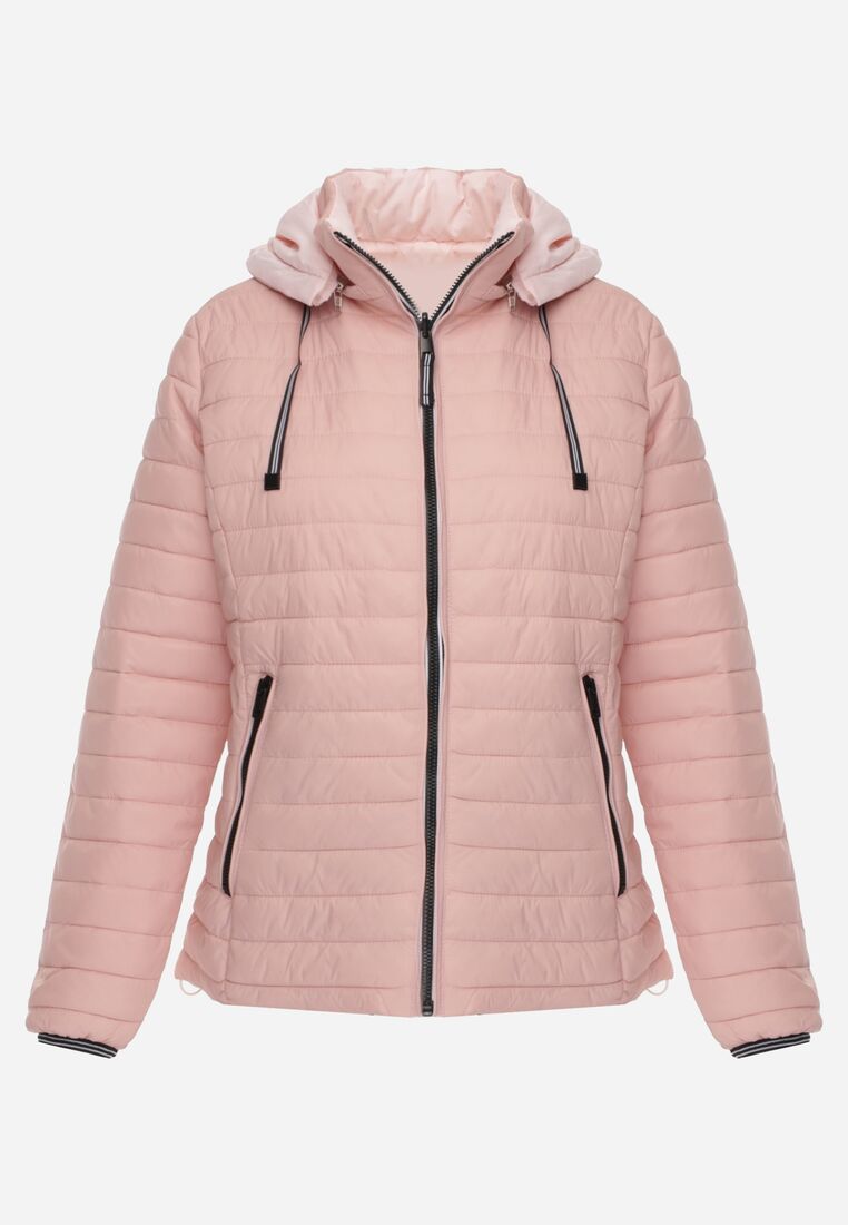 Różowa Kurtka Dwustronna Pikowana z Kapturem Azirane 1
