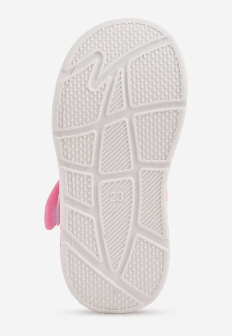 Różowe Tenisówki z Wkładką ze Skóry Naturalnej Ledami i Wycięciami Bernise 4