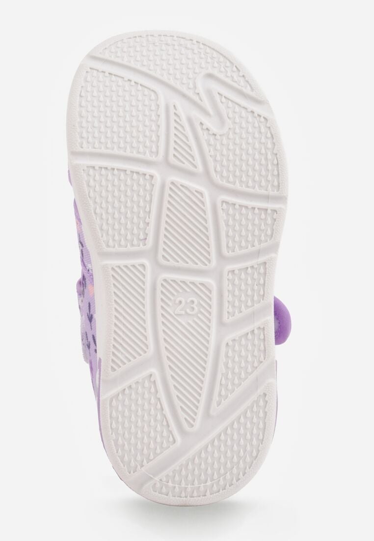 Fioletowe Tenisówki ze Skórzaną Wkładką Królikami Kwiatkami i Ledami Tidora 4