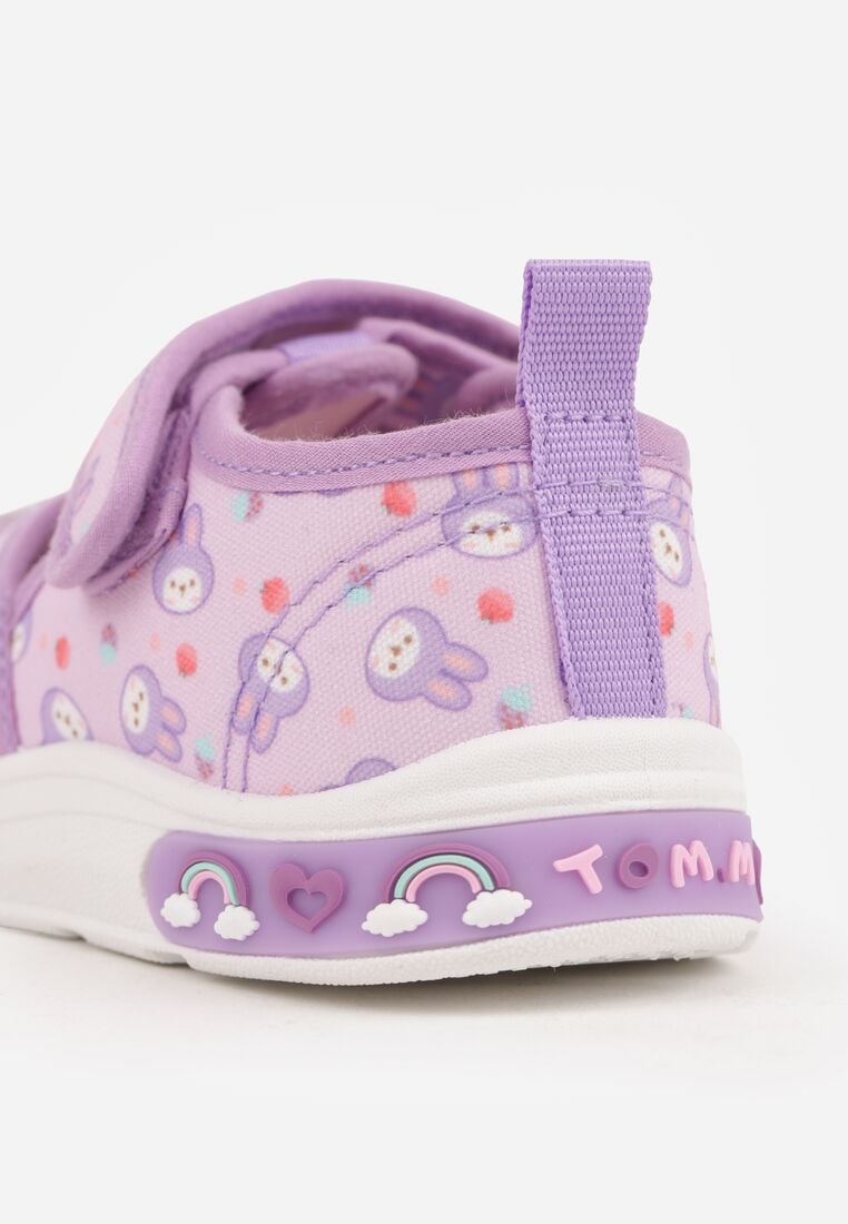 Fioletowe Tenisówki z Podeszwą LED i Skórzaną Wkładką Zidonna 5