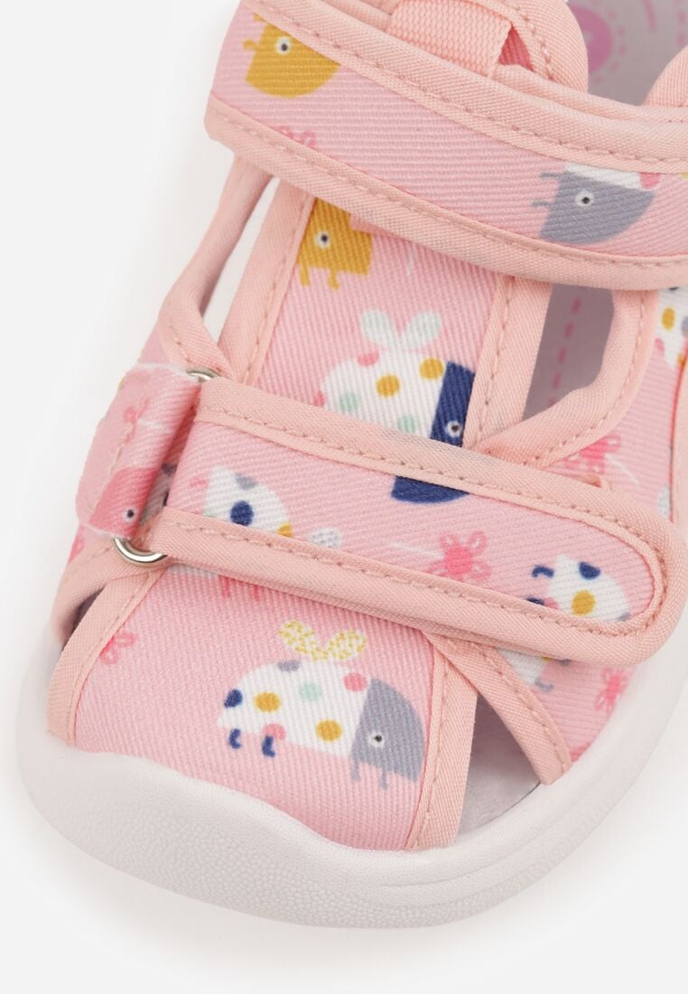 Różowe Tenisówki ze Skórzaną Wkładką Wycięciami z Tęczą 3D i Światełkami LED Nedria 6