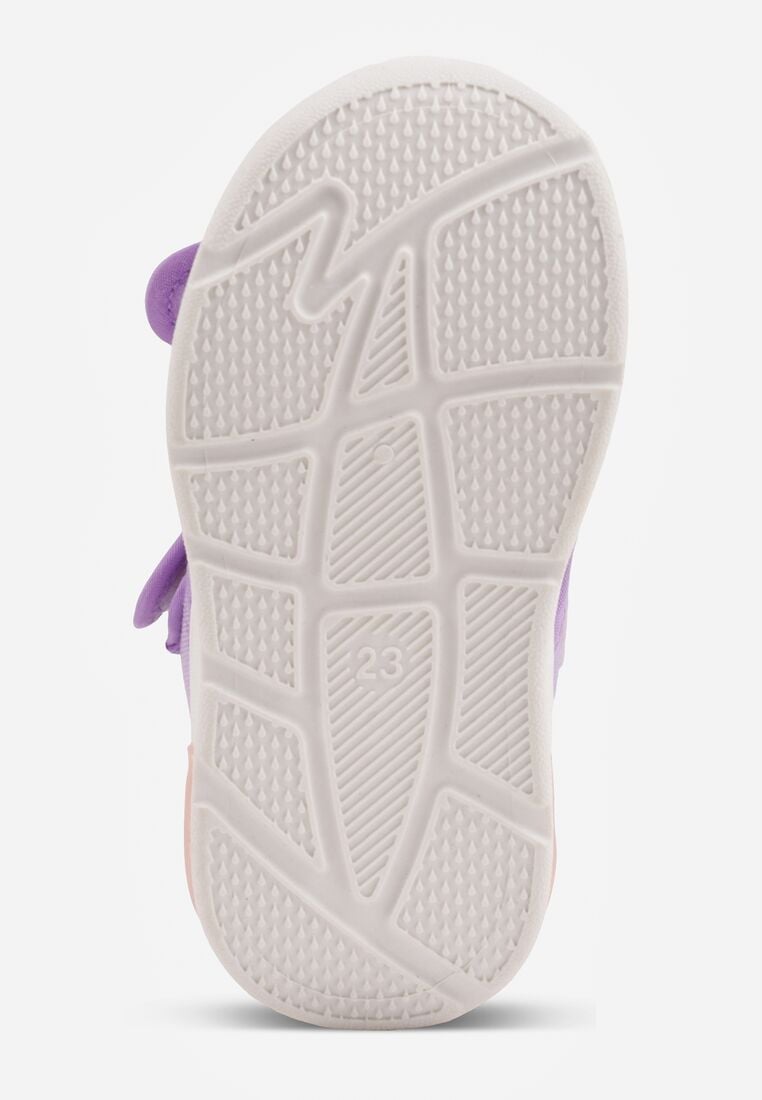 Fioletowe Tenisówki ze Skórzaną Wkładką Wycięciami z Tęczą 3D i Światełkami LED Nedria 4