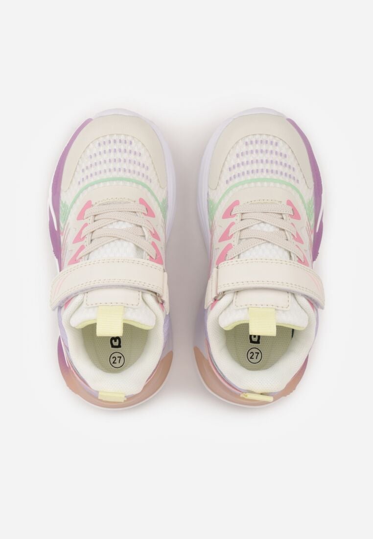 Biało-Fioletowe Buty Sportowe z Podeszwą LED i Zapięciem na Rzep Zidele 3