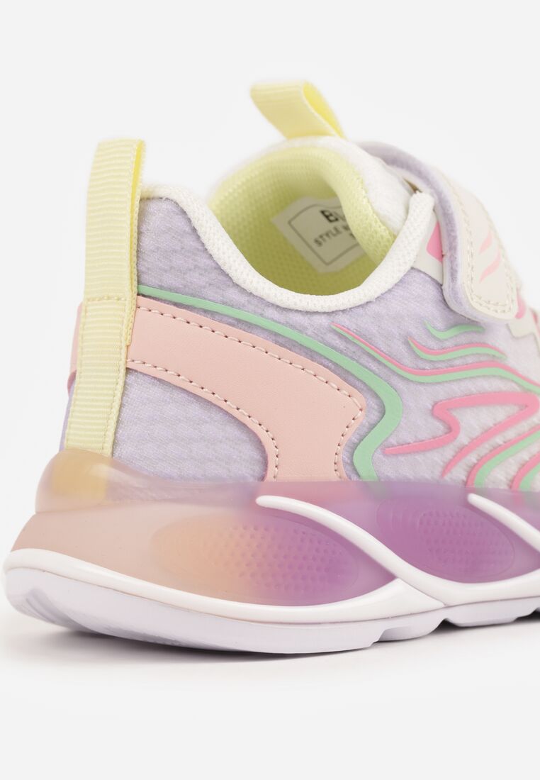 Biało-Fioletowe Buty Sportowe z Podeszwą LED i Zapięciem na Rzep Zidele 5