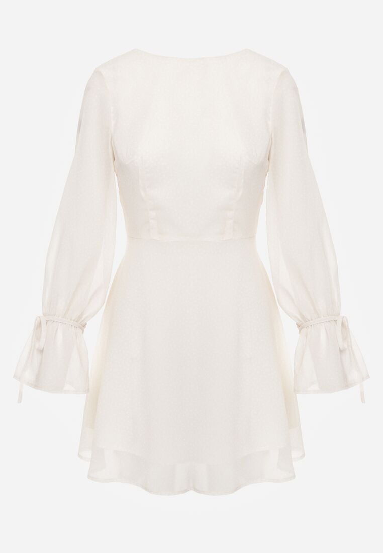 Beżowa Rozkloszowana Sukienka Vices z Bufiastymi Rękawami Eriane 6