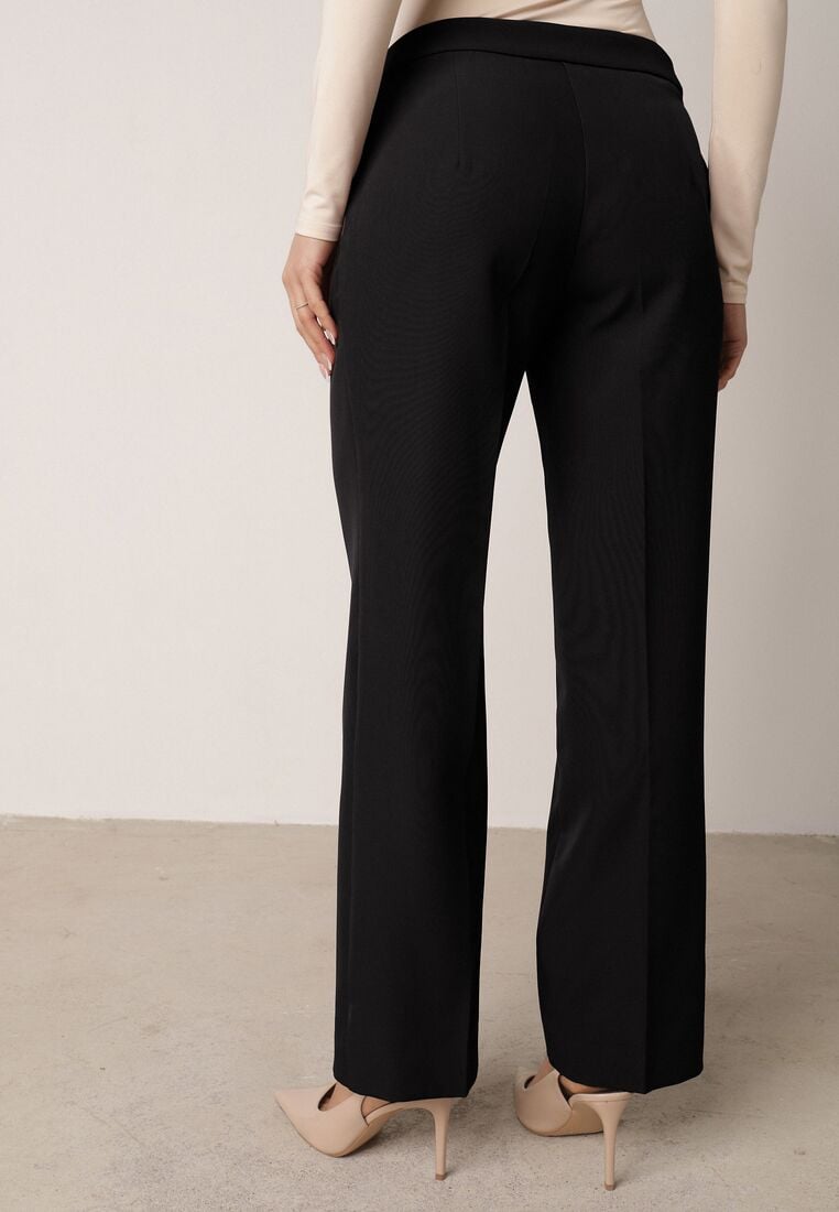 Czarne Garniturowe Spodnie VICES na Kant z Wszytym Paskiem z Klamrą Azivore 3