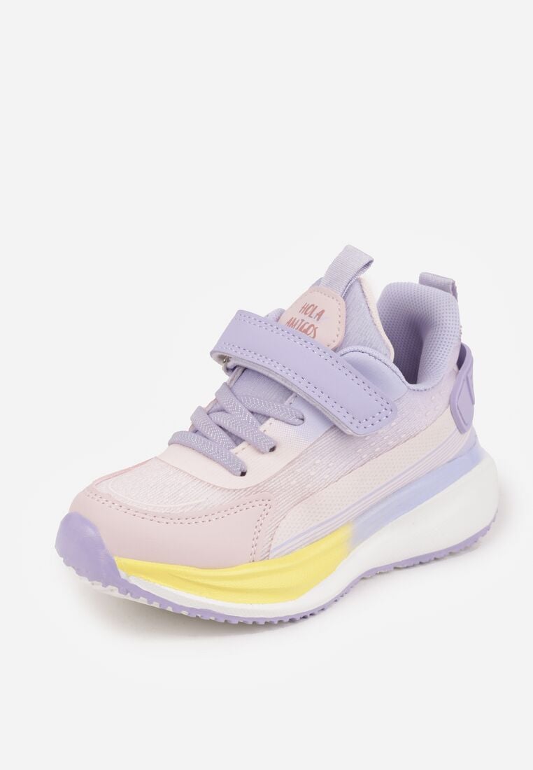Fioletowo-Różowe Buty Sportowe na Grubej Podeszwie ze Skórzaną Wkładką Zidala 2