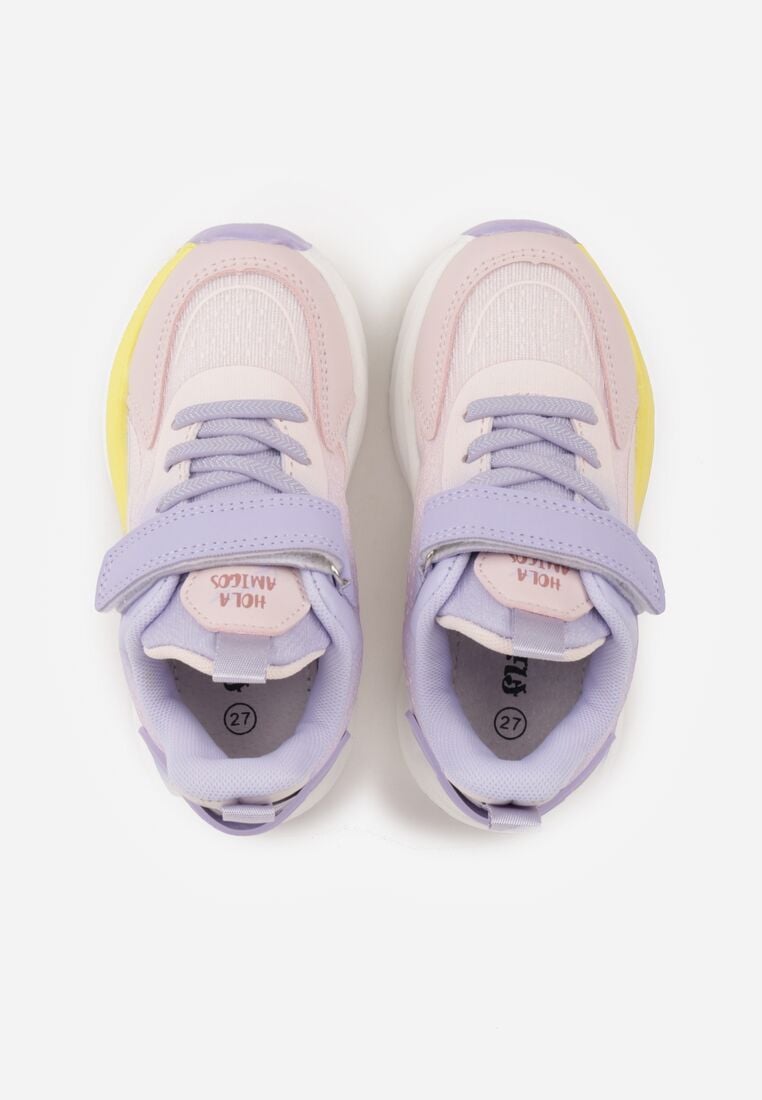 Fioletowo-Różowe Buty Sportowe na Grubej Podeszwie ze Skórzaną Wkładką Zidala 3