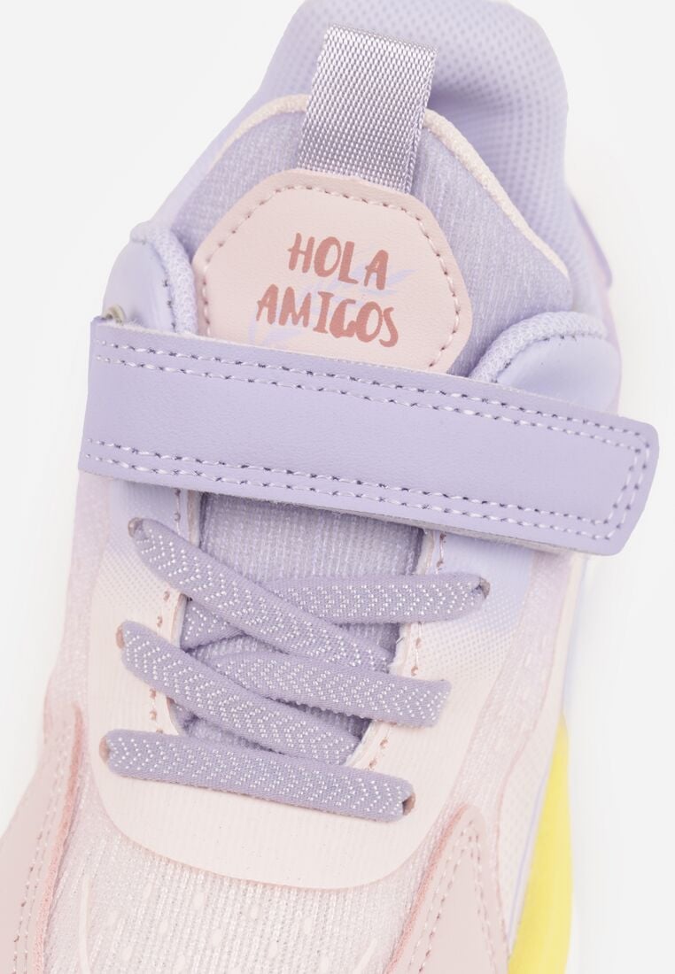 Fioletowo-Różowe Buty Sportowe na Grubej Podeszwie ze Skórzaną Wkładką Zidala 5